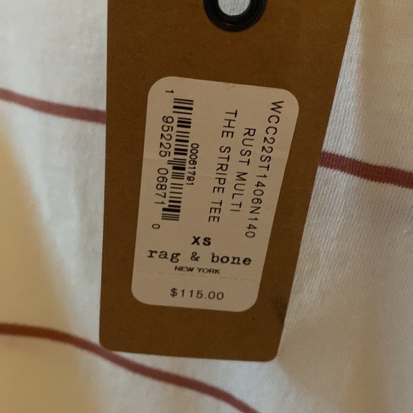NWT rag & bone The Stripe Organic Cotton T-Shirt in Rust - Picture 5 of 13